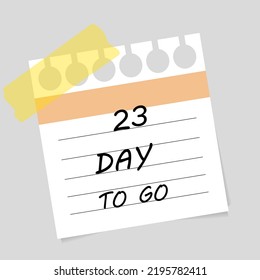 Vector illustration. Deadline, calendar, notebook, time management. 23 days left
