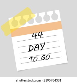 Vector illustration. Deadline, calendar, notebook, time management. 44 days left