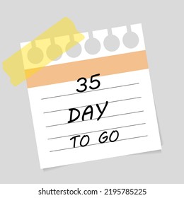 Vector illustration. Deadline, calendar, notebook, time management. 35 days left