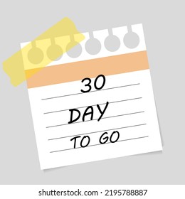 Vector illustration. Deadline, calendar, notebook, time management. 30 days left
