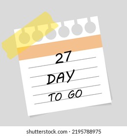 Vector illustration. Deadline, calendar, notebook, time management. 27 days left