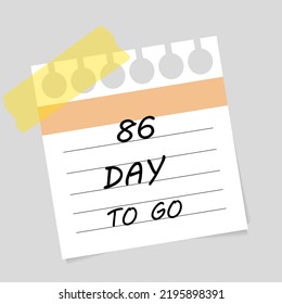 Vector illustration. Deadline, calendar, notebook, time management. 86 days left