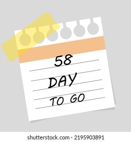 Ilustración vectorial. Plazo, calendario, bloc de notas, administración del tiempo. Faltan 58 días