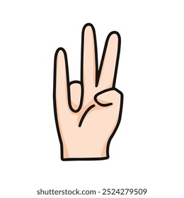 vector illustration of deaf sign language show number seven, isolated on white background