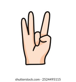 vector illustration of deaf sign language show number eight, isolated on white background