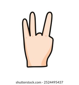 vector illustration of deaf sign language show number eight, isolated on white background