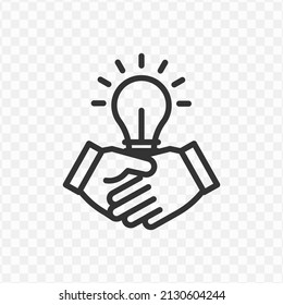 Icono vectorial de ideas de acuerdo en color oscuro y fondo transparente (png).