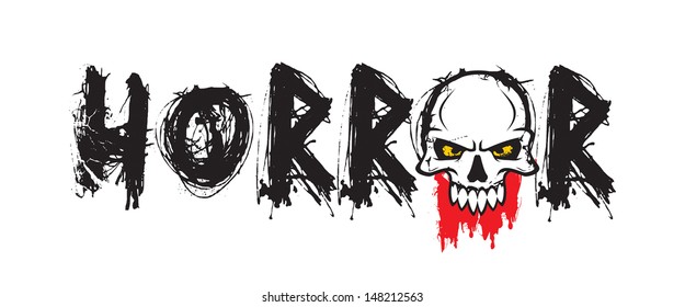 Vector illustration of a death's head. Grunge style drawing