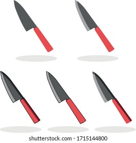Vector Illustration of Deba Knife. Knife for Cut Fish, Meat and Poultry. Deba Knife Flat Design. Japanese Style Knife