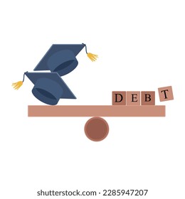 Vector illustration of debt burden, financial obligation or loan payment, heavy load of money failure, mortgage or borrowing money problem concept. Education, house, shooping and car debt