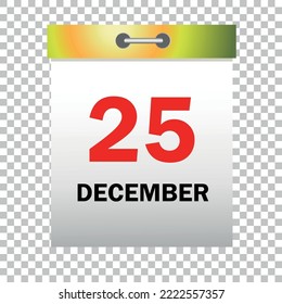 Vector illustration December 25 calendar icon. Holiday design