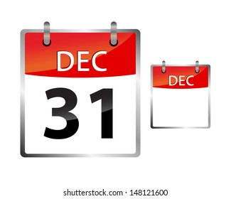 Vector illustration of December calendar, new years eve