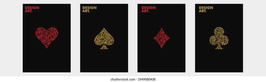 Vector Illustration Deck Card Love liquid, fluid, contour, minimalistic modern art for sticker, wallpaper background, business card, invitation, gift cards, flyers and brochures