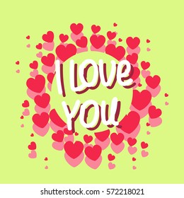 Vector illustration. Declaration of love. Valentine's Day. Green