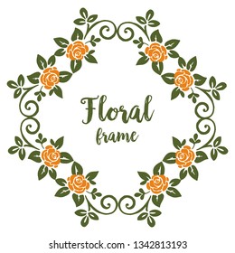 Vector illustration decor abstract orange floral frames hand drawn