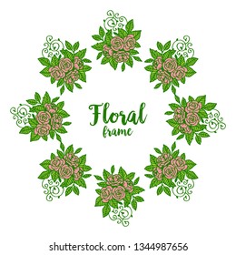 Vector illustration decor artwork green leafy floral frame hand drawn