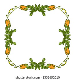 Vector illustration decor beautiful orange floral frame hand drawn
