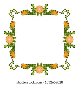 Vector illustration decor beautiful orange floral frame hand drawn