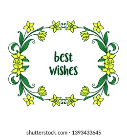 Vector illustration decor best wishes for artwork yellow wreath frame hand drawn