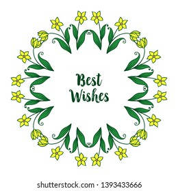 Vector illustration decor best wishes for artwork yellow wreath frame hand drawn