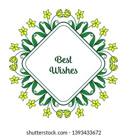 Vector illustration decor best wishes for artwork yellow wreath frame hand drawn