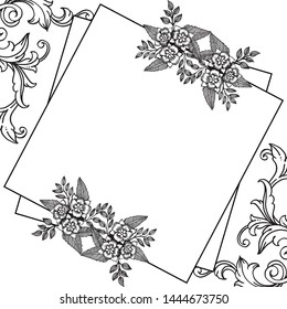 Vector illustration decor of card for art leaf floral frame