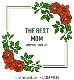 Vector illustration decor of card best mom with elegant orange rose flower frame
