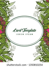 Vector illustration decor of card template with elegant leaf flower frame hand drawn