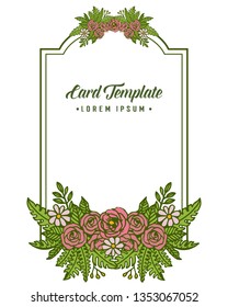 Vector illustration decor card template with elegant rose flower frame