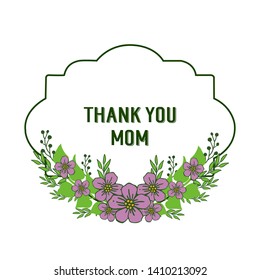 Vector illustration decor of card thank you mom for texture purple flower frame