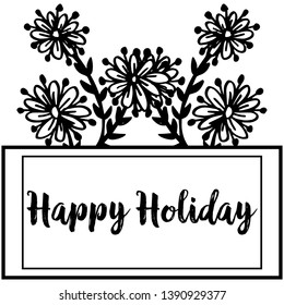 Vector illustration decor style flower frame for banner happy holiday