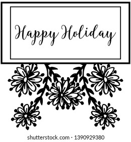 Vector illustration decor style flower frame for banner happy holiday