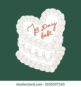 Ilustração vetorial de bolo de aniversário decorado com creme e uma letra no topo da Babe B-Day. Para cartões comemorativos, convites, suprimentos para festas, postagens em mídias sociais, trabalhos imprimíveis, cabeçalhos de sites.