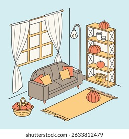 Vector illustration of a decorated child's bedroom interior with a bed, furniture, and window, perfect for home design décor