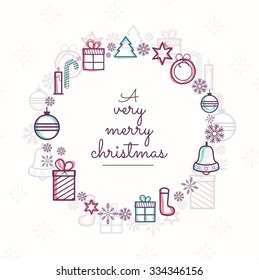  Vector Illustration of decorated Christmas background for Christmas.
