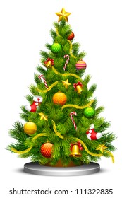 vector illustration of decorated Christmas tree