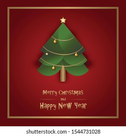 vector illustration of decorated Christmas tree for Card, greeting Card for Happy New Year and Merry Christmas