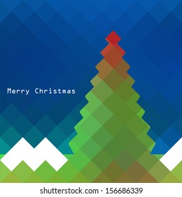 Vector illustration of decorated Christmas tree. 