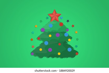 ilustración vectorial del árbol de Navidad decorado. Estilo plano.