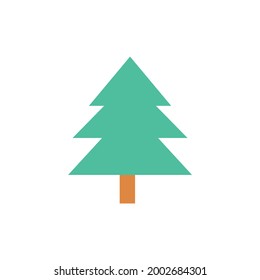 Vector illustration of decorated christmas tree in snow on white background. Green fluffy christmas pine, isolated on white background