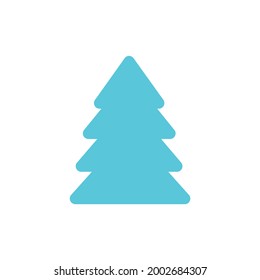 Vector illustration of decorated christmas tree in snow on white background. Green fluffy christmas pine, isolated on white background