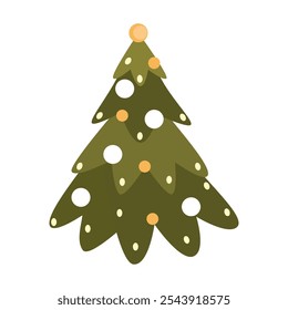 Ilustración vectorial de un árbol de Navidad decorado con adornos.