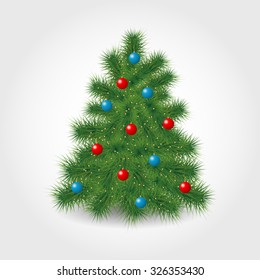 Vector illustration of decorated Christmas tree
