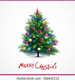 vector illustration of decorated Christmas tree