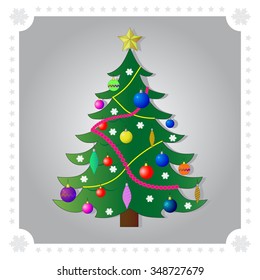 Vector Illustration of Decorated Christmas Tree