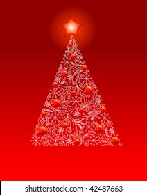 Vector illustration of decorated Christmas tree with place for copy\space