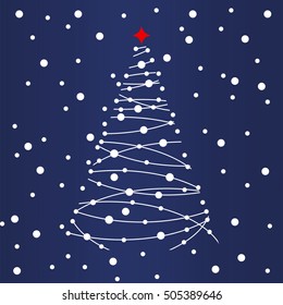 vector illustration of decorated Christmas tree. Happy New year