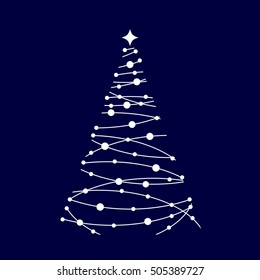 vector illustration of decorated Christmas tree. Happy New year