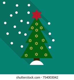 vector illustration of decorated Christmas tree with star