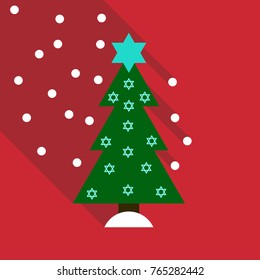 vector illustration of decorated Christmas tree with star
